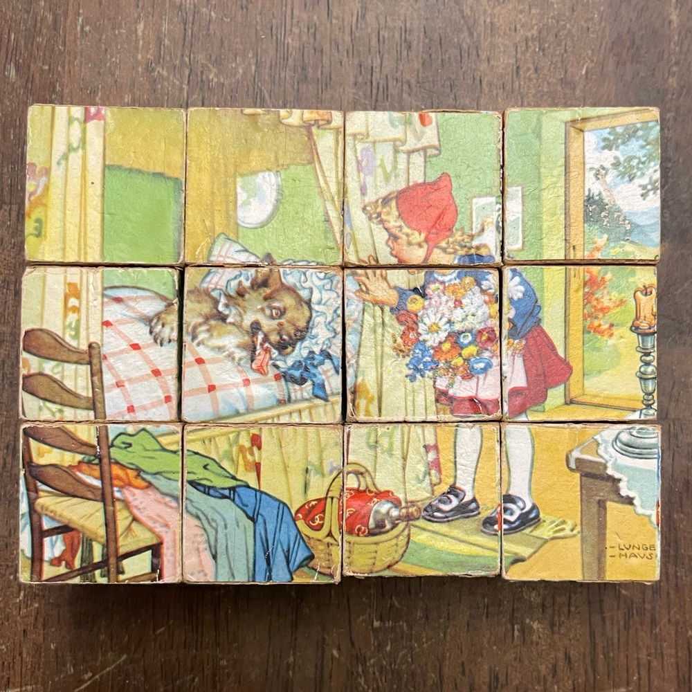 Vintage Kubus Made in Germany 12 piece picture cubes puzzle